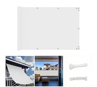 Cubierta para barandilla de balcón de 80 x 800 cm, protección UV, ojales y lazos, protección blanca para una protección óptima del sol y estilo, solución perfecta de privacidad al aire libre