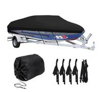 Cubierta para barco de , sábanas resistentes para lanchas | Cubiertas portátiles impermeables de 4000 PA, lona resistente a los rayos UV con correa para casco en V, casco tri, barco Runabout con