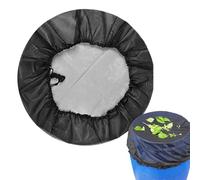 Cubierta para barril de lluvia, red ajustable con cordón para barriles de agua de lluvia, hojas y suciedad, cubierta de poliéster negro, apta para barriles con un diámetro de 60 cm, 90 C