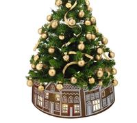 Cubierta para base de árbol de Navidad, copo de nieve, casa de jengibre | Base de falda de árbol de Navidad para jardín, patio, patio, granja, sala de estar, puerta delantera, 66 cm