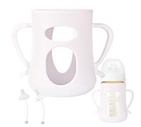 Cubierta para biberón, Mango para biberón - protectora de silicona para botellas - Portabiberones antiroturas, para de viaje de calidad alimentaria con pico de pato y tubos para sorber para bi