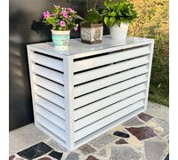 Cubierta para bomba de calor y aire acondicionado para exteriores, reducción de ruido, color blanco, protección contra la intemperie para aire acondicionado y estante de plantas, se adapta a la