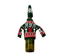 Cubierta para botella de vino hecha a mano, de punto, decoración decorativa para botellas de vino, vestido con mangas largas y sombrero, cubierta de botella de vino de Navidad, decoración de hotel