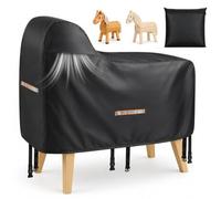 Cubierta para caballo de madera, impermeable 420D, lona universal con tiras reflectantes y 2 hebillas resistentes al viento para caballos de juego al aire libre, para una protección óptima