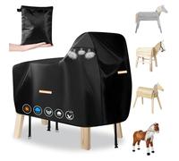 Cubierta para caballo de madera, resistente 420D, resistente al agua, para exteriores, universal, con rayas impermeables, 2 hebillas resistentes al viento, accesorios para caballos de madera