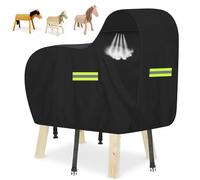Cubierta para caballo de madera, resistente al agua, para exteriores, resistente a los rayos UV, universal, con rayas impermeables, 4 tiras reflectantes, 2 hebillas resistentes al viento