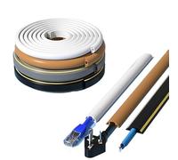 Cubierta para Cables Cubierta de Cable Suelo, Protector PVC, alimentación Autoadhesivo, extensión conducto eléctrico, gestión con Ranura(D40 Gray,3 Meters)