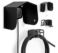 Cubierta para cargador de coche eléctrico, Techo, Protectora, Marquesina, Accesorio, Carpa, Kit Protección, Refugio, Toldo, Estructura, Cobertizo, Soporte. (Techo Negro + Soporte de Cable EV Grande)