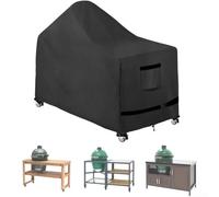 Cubierta para carrito de parrilla, 420D resistente a la intemperie para mesa de parrilla al aire libre con cordón y rejillas de ventilación laterales para huevo verde XL y para carrito de metal Kamado