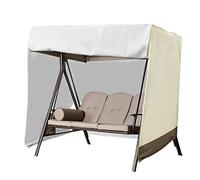 Cubierta para columpio de jardín para 3-4 personas, tela Oxford impermeable, resistente a los rayos UV, toldo para exteriores con doble cremallera, resistente al viento y color caqui, protección para