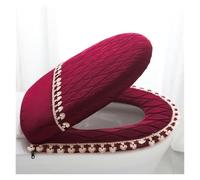 Cubierta para el asiento del inodoro, Cojín for asiento de inodoro, 2 unidades/juego almohadillas cojín for felpa con borlas encaje rosa, juego dos piezas, fundas for tapa , terciopelo(Burgundy)