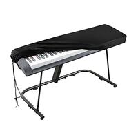 Cubierta para el teclado de piano, cubierta protectora tramo de terciopelo con cordón elástico ajustable para 61 teclas del teclado, piano digital, Yamaha, Casio, Roland...Con una cerradura(Negro)