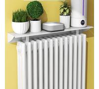 Cubierta para estante de radiador sin taladrar con parte superior flotante para una calefacción eficiente, armario moderno detrás de la mesa del sofá en el pasillo, la entrada de la sala de estar