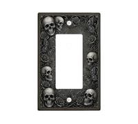 Cubierta para interruptor de luz basculante de calavera y mariposa gótica | Diseño floral gótico, patrón de mariposa detallado, tema botánico oscuro, decoración del hogar humorística, estética vintage