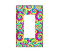 Cubierta para interruptor de luz basculante en espiral, bohemio, retro, colorido, vibrante, verano, multicolor, plástico, tamaño estándar, placa decorativa para sala de estar, dormitorio, decoración