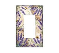 Cubierta para interruptor de luz basculante individual, diseño de abeja natural rústica, barril de madera de verano, color violeta de plástico, tamaño estándar, placa decorativa para el hogar, sala de