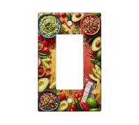 Cubierta para interruptor de luz basculante individual, diseño de aguacate, tomates vibrantes, chile, verano, verde, plástico, tamaño estándar, placa decorativa para dormitorio, baño, cocina, entrada