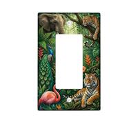 Cubierta para interruptor de luz basculante individual, diseño de elefante, tigre natural tropical, pavo real, verano, plástico, tamaño estándar, placa decorativa para nuevo apartamento, hogar