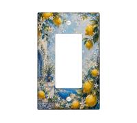 Cubierta para interruptor de luz basculante individual, diseño de flores rústicas mediterráneas, horizontes azules, verano, amarillo, plástico, tamaño estándar, placas de interruptor de pared para