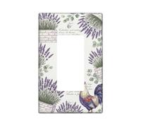 Cubierta para interruptor de luz basculante individual, diseño de gallo rústico vintage, planta en maceta, primavera, color violeta, plástico, tamaño estándar, acentos, placas de interruptor de pared