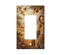 Cubierta para interruptor de luz basculante individual, diseño de leopardo, naturaleza, pájaros, hierba, ninguno marrón, plástico, tamaño estándar, placa decorativa para dormitorio, baño, cocina