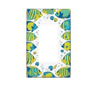 Cubierta para interruptor de luz basculante individual, diseño de peces, diseño náutico, burbuja, color azul, plástico, tamaño estándar, placa decorativa para el hogar, sala de estar, decoración de