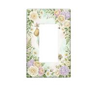 Cubierta para interruptor de luz basculante individual para ducha, baño, cesta de toalla rústica vintage, primavera, color verde menta, plástico, tamaño estándar, acentos de pared para el hogar, sala