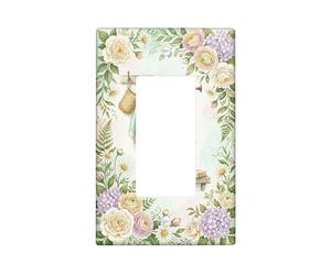 Cubierta para interruptor de luz basculante individual para ducha, baño, cesta de toalla rústica vintage, primavera, color verde menta, plástico, tamaño estándar, acentos de pared para el hogar, sala