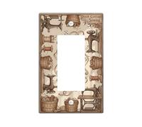 Cubierta para interruptor de luz basculante individual para máquina de coser, carretes de algodón rústico vintage, ninguno de plástico marrón, tamaño estándar, placas de pared decorativas para nuevo