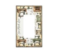 Cubierta para interruptor de luz basculante individual para máquina de coser, tijeras rústicas vintage, carrete de hilo, ninguno de plástico verde, tamaño estándar, placa decorativa para el hogar