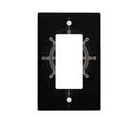 Cubierta para interruptor de luz basculante individual para volante, líneas náuticas modernas de perlas de verano, plástico negro, detalles de tamaño estándar, placas de interruptor de pared para sala