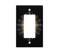 Cubierta para interruptor de luz con diseño de corazón radiante, color azul real y dorado para decoración del hogar, elegante estilo espiritual, perfecto para uso durante todo el año
