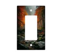 Cubierta para interruptor de luz de bosque otoñal, cubiertas de tomacorrientes/hojas naranjas vibrantes y verdes, ideal para decoración de temporada, tamaño estándar, balancín individual termoplástico