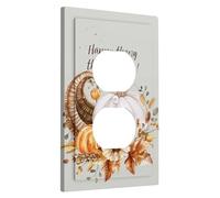 Cubierta para interruptor de luz de cosecha otoñal/cubierta de salida, cornucopia festiva de Acción de Gracias y calabazas para decoración de pared, termoplástico, tamaño estándar, salida dúplex