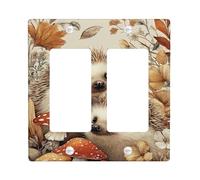 Cubierta para interruptor de luz de erizo otoñal/cubierta de toma, acogedoras criaturas del bosque para decoración del hogar, placas de pared termoplásticas, balancín doble de tamaño estándar