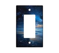 Cubierta para interruptor de luz de océano estrellado, cubierta de toma, cielo nocturno azul profundo para acentos de pared, placas de pared termoplásticas, balancín individual de tamaño estándar