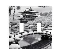 Cubierta para interruptor de luz de paisaje de invierno, cubierta de tomacorriente/cubierta de enchufe, escena nevada negra y blanca para decoración del hogar, placas de pared termoplásticas, doble