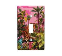 Cubierta para interruptor de luz de selva tropical, cubierta de toma, jungla de melocotón vibrante para decoración del hogar, placas de pared termoplásticas, palanca individual de tamaño estándar
