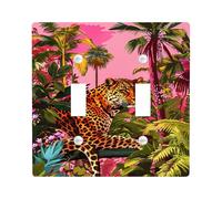 Cubierta para interruptor de luz de selva tropical, cubierta de toma, jungla vibrante para decoración del hogar, placas de pared termoplásticas, doble palanca de tamaño estándar