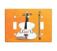 Cubierta para interruptor de luz de violín, diseño clásico de música blanca para decoración del hogar, placas de pared termoplásticas, tamaño estándar, triple palanca