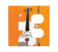 Cubierta para interruptor de luz de violín, diseño clásico de música blanca para decoración del hogar, placas de pared termoplásticas, tamaño estándar dúplex