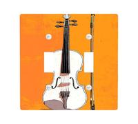 Cubierta para interruptor de luz de violín, diseño clásico de música blanca para decoración del hogar, placas de pared termoplásticas, tamaño estándar, doble palanca