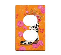 Cubierta para interruptor de luz floral de botas vaqueras, cubiertas de tomacorrientes/placas de pared termoplásticas, diseño de flores de campo de color naranja vibrante para decoración del hogar