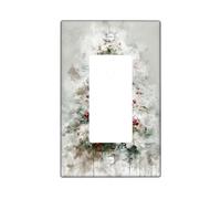 Cubierta para interruptor de luz floral de invierno, cubierta de enchufe, flor de pascua verde suave y bayas para decoración navideña, placas de pared termoplásticas, balancín individual de tamaño