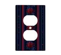 Cubierta para interruptor de luz floral de invierno, diseño de flor de pascua azul profundo para decoración navideña, placas de pared termoplásticas, salida dúplex individual de tamaño estándar