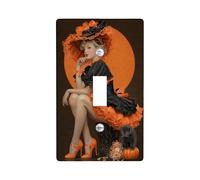 Cubierta para interruptor de luz vintage de Halloween, diseño retro naranja negro para decoración de pared, placas de pared termoplásticas, tamaño estándar, palanca única