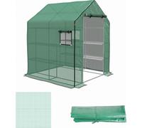 Cubierta para invernadero de alta resistencia de 140 x 143 x 190 cm, lámina de repuesto impermeable con ventanas y puertas enrollables, resi
