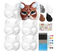 Cubierta para la cara de gato artesanal, cubierta para la cara de una fiesta de gato, 6 fundas vacías - Cubierta para la cara del disfraz se puede , cubierta para animales con red, bigote y un