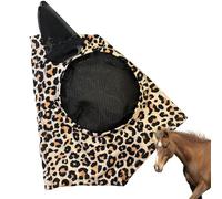 Cubierta para moscas para caballos | Suministros ecuestres con patrón de estampado de leopardo | Protección facial transpirable para caballos antimordedura de cabeza de caballo, producto para el