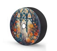 Cubierta para neumático de repuesto con diseño de flores de zorros blancos con agujero para cámara de respaldo, impermeable, para remolque, RV, SUV, camión y muchos vehículos de 15 pulgadas